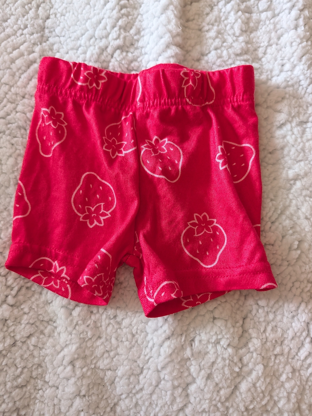 Girls Bright Pink Strawberry Print Stretch Shorts
